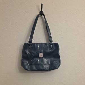 Blue/Green Vegan Leather Tote Bag